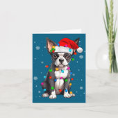 Boston Terrier Christmas Santa Hat  カード (正面)