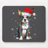 Boston Terrier Christmas Santa Hat  マウスパッド (正面)