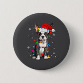 Boston Terrier Christmas Santa Hat  缶バッジ (正面)