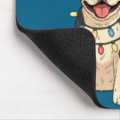 Boston Terrier Christmas Santa Hat Reindeer Lights マウスパッド (コーナー)
