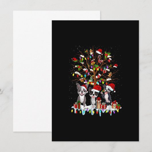Boston Terrier Christmas Tree Funny Xmas Boston Te 招待状 (正面/裏面)