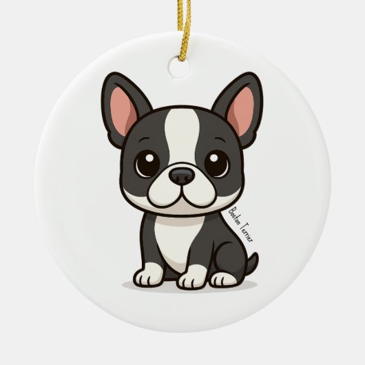 Boston Terrier Custom Name セラミックオーナメント (正面)