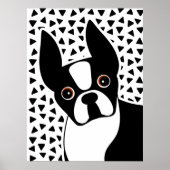 Boston Terrier Cute Black and White ポスター (正面)