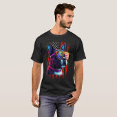 Boston Terrier Dog American Flag 4th Of July Patri Tシャツ (正面フル)