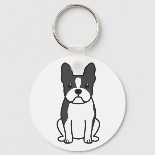 Boston Terrier Dog Cartoon キーホルダー (正面)