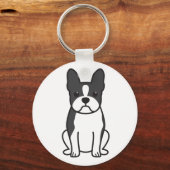 Boston Terrier Dog Cartoon キーホルダー (正面)