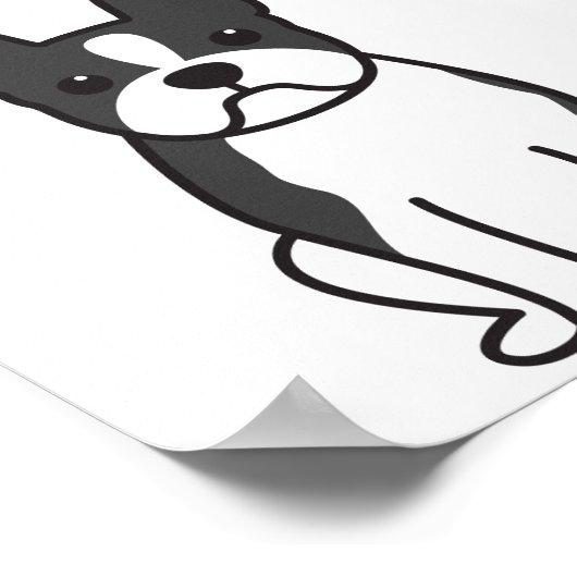Boston Terrier Dog Cartoon ポスター (角)