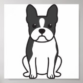 Boston Terrier Dog Cartoon ポスター (正面)