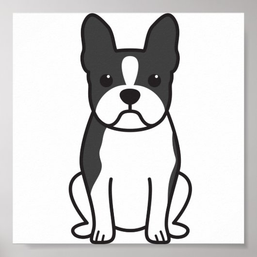 Boston Terrier Dog Cartoon ポスター (正面)
