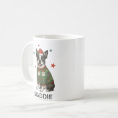 Boston Terrier Dog Christmas Sweater コーヒーマグカップ (正面左)