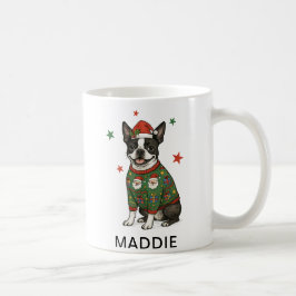 Boston Terrier Dog Christmas Sweater コーヒーマグカップ