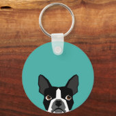 Boston Terrier dog keychain キーホルダー (正面)