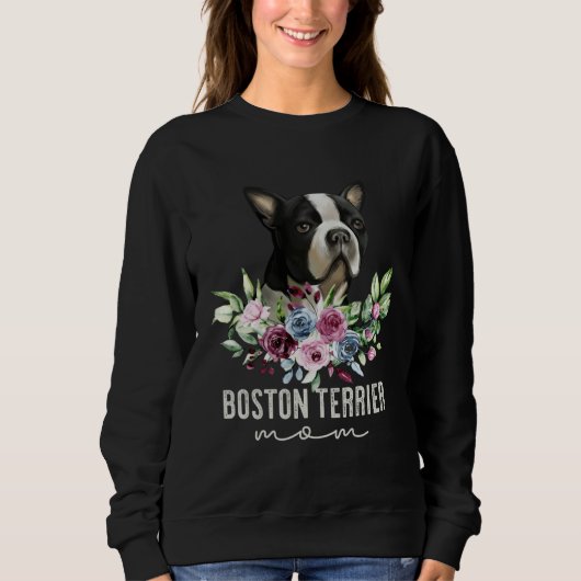 Boston Terrier   Dog Mom スウェットシャツ (正面)
