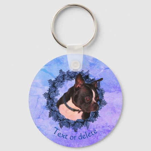 Boston Terrier Dog Personalized キーホルダー (正面)