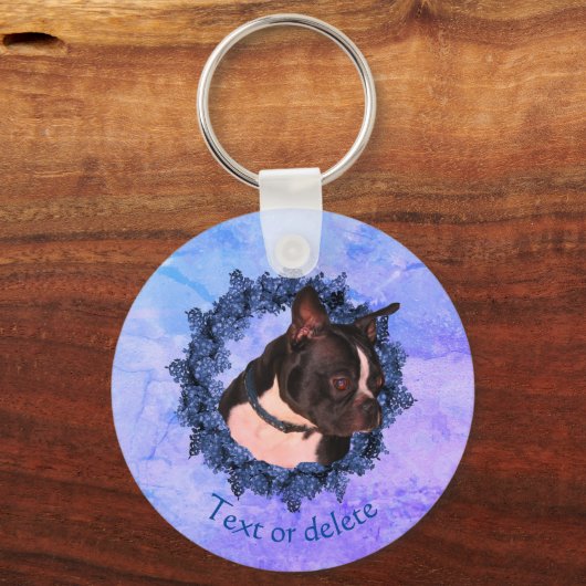 Boston Terrier Dog Personalized キーホルダー (正面)