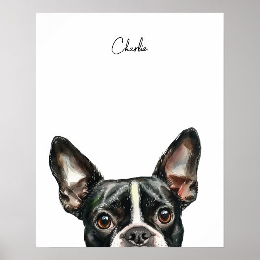 Boston Terrier Dog Personalized Print ポスター (正面)