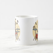 Boston Terrier Dog Playing Drums コーヒーマグカップ (中央)