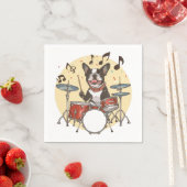 Boston Terrier Dog Playing Drums スタンダードカクテルナプキン (インサイチュ)