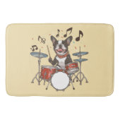 Boston Terrier Dog Playing Drums バスマット (正面)