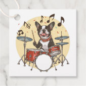 Boston Terrier Dog Playing Drums フェイバータグ (正面)