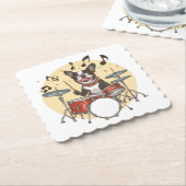 Boston Terrier Dog Playing Drums ペーパーコースター (アングル)