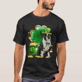 Boston Terrier Dog Shamrock Irish Saint St Patrick Tシャツ (正面)