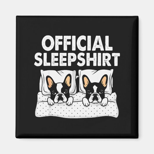Boston Terrier Dog Sleep Pajamas Nightgown マグネット (正面)