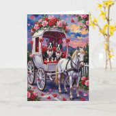 Boston Terrier Dog Valentine's Day カード (黄色い花)