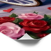 Boston Terrier Dog Valentine's Day ポスター (コーナー)