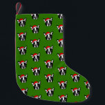 Boston_Terrier Dog with Christmas Santa Hat スモールクリスマスストッキング<br><div class="desc">Boston_Terrier Dog with Christmas Santa Hat</div>