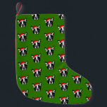 Boston_Terrier Dog with Christmas Santa Hat スモールクリスマスストッキング<br><div class="desc">Boston_Terrier Dog with Christmas Santa Hat</div>