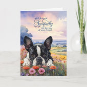 Boston Terrier Dog with Wildflowers Pet Sympathy カード (正面)