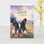 Boston Terrier Dog with Wildflowers Pet Sympathy カード (黄色い花)