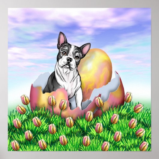 Boston Terrier Easter Surprise Poster ポスター (正面)