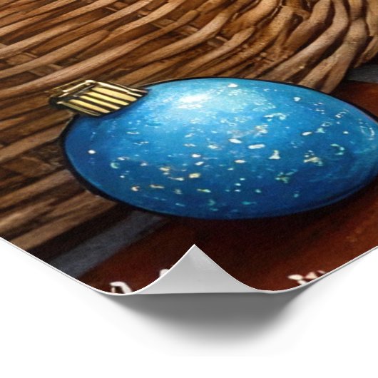 Boston Terrier Fireplace with Christmas Lights ポスター (角)