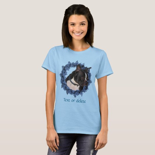 Boston Terrier Flower Wreath Personalized Tシャツ (正面フル)