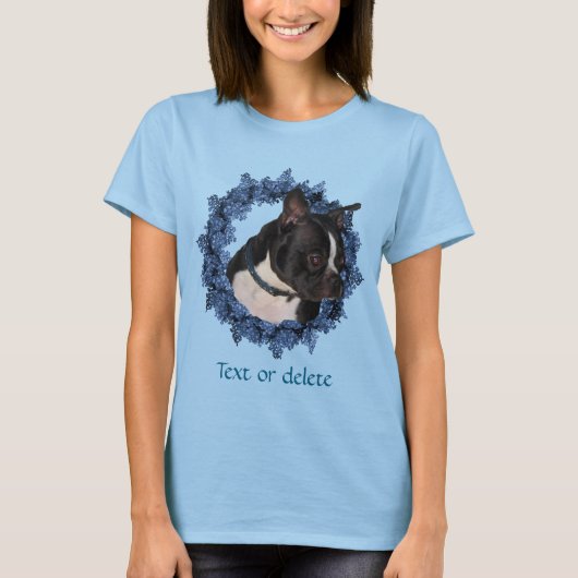 Boston Terrier Flower Wreath Personalized Tシャツ (正面)