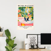 Boston Terrier in Bathtub Art Print Matisse Style ポスター (ホームオフィス)