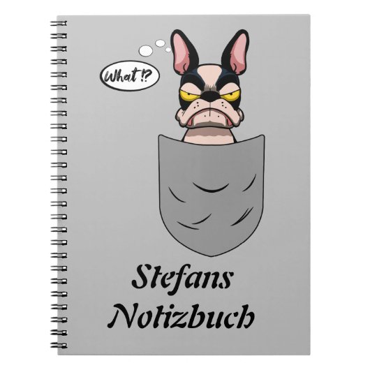 Boston Terrier in Brusttasche, lustig ノートブック (正面)