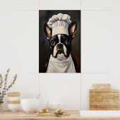 Boston Terrier In Chefs Hat Poster, Pet Art ポスター (キッチン)
