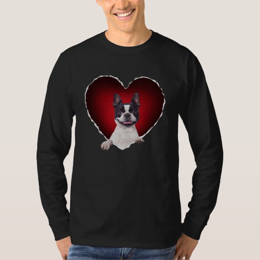 Boston Terrier in Heart Boston Terrier dog Tシャツ (正面)
