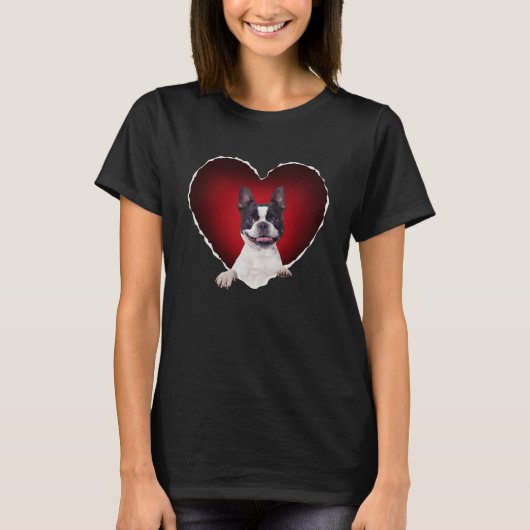 Boston Terrier in Heart Boston Terrier dog Tシャツ (正面)