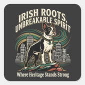 Boston Terrier Irish Heritage Pride スクエアシール (正面)
