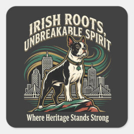 Boston Terrier Irish Heritage Pride スクエアシール