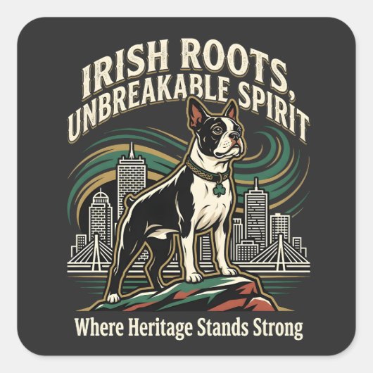 Boston Terrier Irish Heritage Pride スクエアシール (正面)