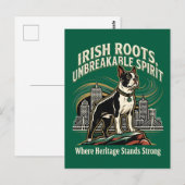 Boston Terrier Irish Heritage Pride ポストカード (正面/裏面)