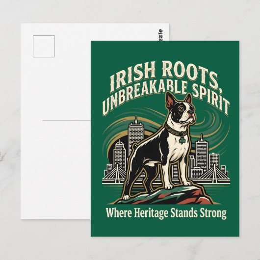 Boston Terrier Irish Heritage Pride ポストカード (正面/裏面)