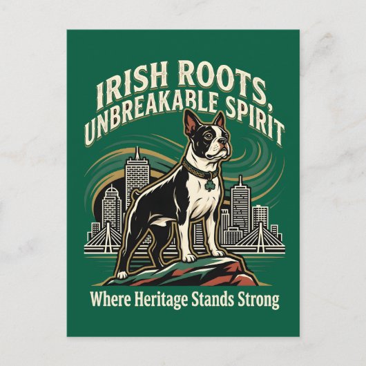 Boston Terrier Irish Heritage Pride ポストカード (正面)