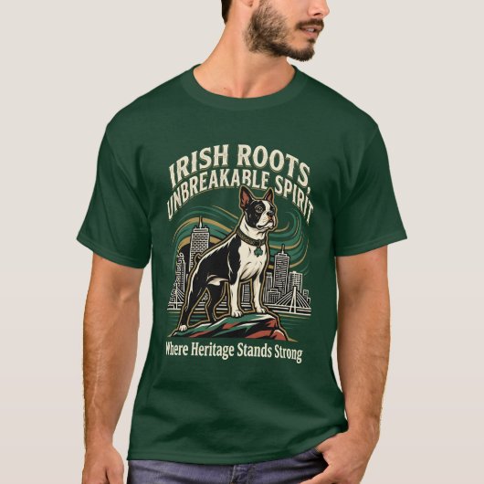 Boston Terrier Irish Heritage Pride Tシャツ (正面)
