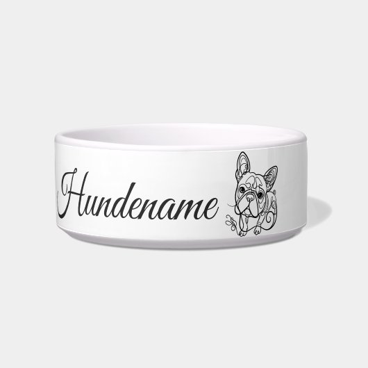 Boston Terrier Line Art personalized bowl ボウル (正面)